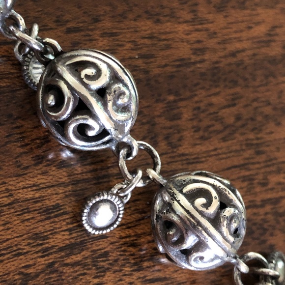 Brighton Swarovski Bali Bead Ball Silver Bracele_vintage-HTF - Picture 3 of 10
